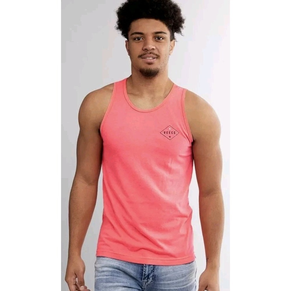 New Veece Men M Sleeveless Muscle Graphic Tee‎ TShirt Beach Surf Tank Top Pink